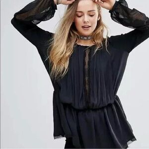Free People Elegant Black Blouse